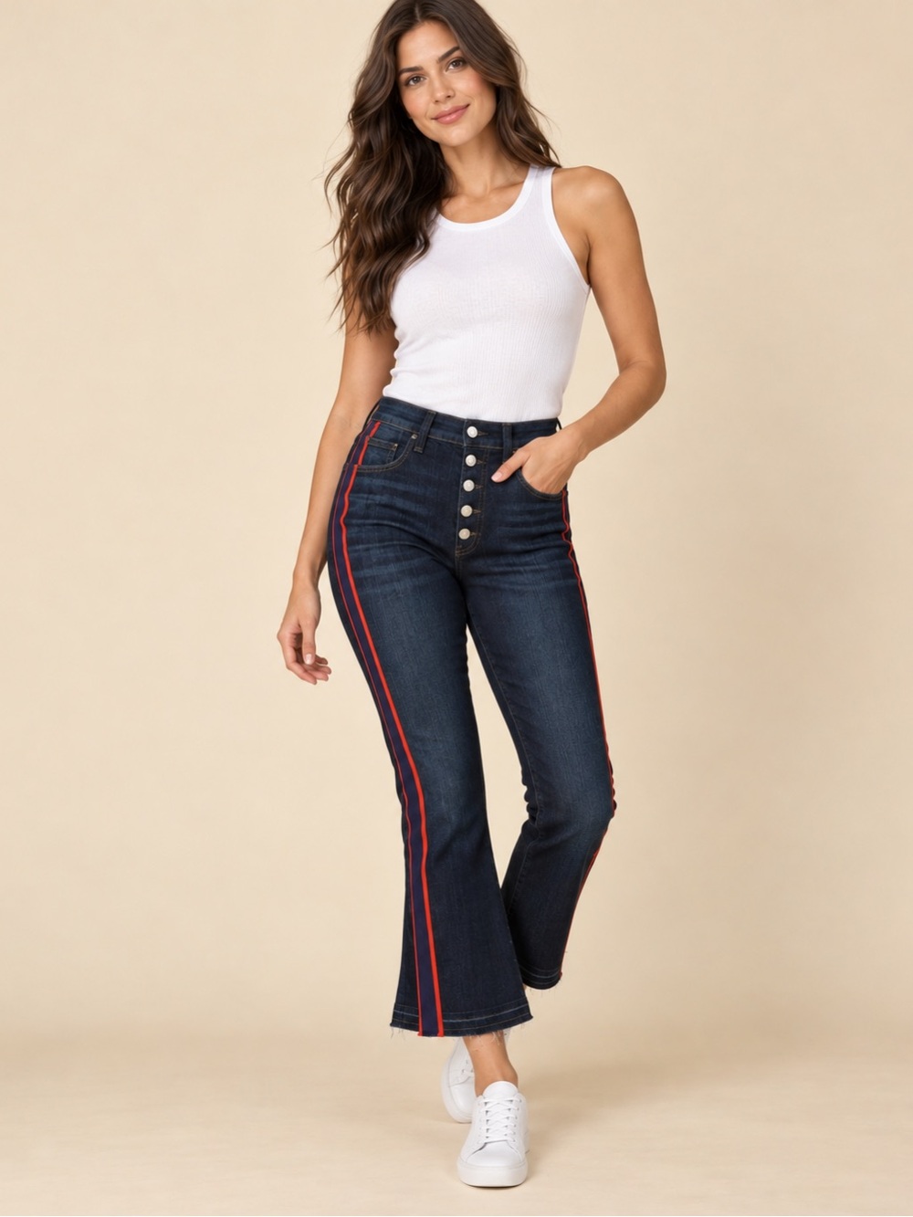 Veronica Beard Carolyn Baby Boot Jeans Size 26 Side Stripe Cropped Flare